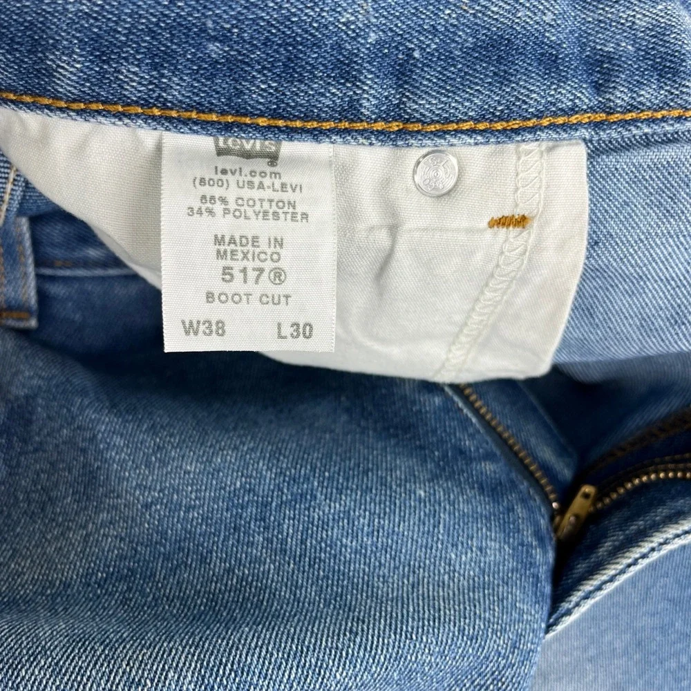 Vintage Levi's 517 Bootcut Jeans Mens 38x30 Fits 34X29 Blue Classic Fit Workwear